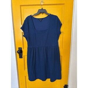 41 Hawthorn Plus Women's Short Sleeve Claudia Square Neck Dress EJ3 Navy 2X